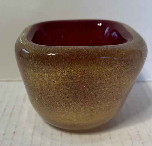 Unsigned Seguso Murano Style Thick MCM Blown Art Glass Bowl 3.25"x2.75" - Picture 1 of 12