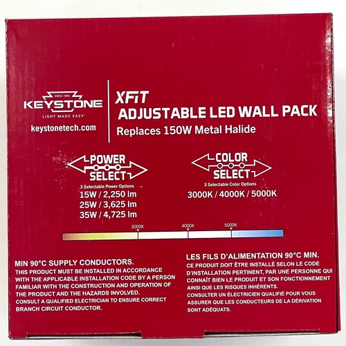 Keystone CCT 35W Slim LED Wall Pack with Photocell KT-WPLED35PS-S3-8CSB-VDIM - Picture 4 of 5