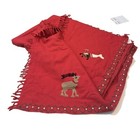 Chandler 4 Corners Wool Embellished Throw Christmas Tree 54x70" Tree Santa Red