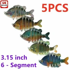 5PCS Lifelike Eyes 6 Segment Bionic Bait Treble Hooks Crucian Carp Fishing Lure