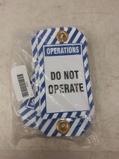 Lot of 25 Safety Tags “DO NOT OPERATE” Blue Stripe Operations Lockout Grommet
