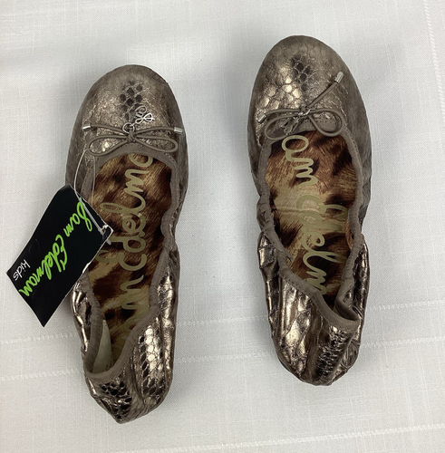 Sam Edelman Fiona Ballet Flats Girls Size 2M, Bronze Snake Print Slip On - Picture 2 of 14