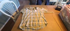 Prana Shirt Mens 2XL Yellow Plaid Bryner Slim Hiking Outdoors Organic Cotton NEW