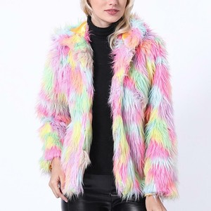 multicolor fur jacket
