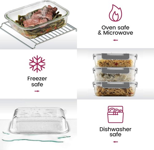 12-Piece 32oz Glass Food Storage Set - Airtight & Leakproof Meal Prep Containers - Picture 7 of 9