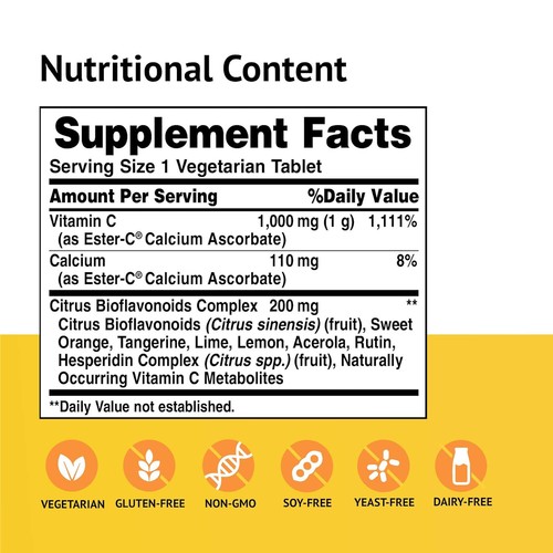 American Health Ester-C with Citrus Bioflavonoids,1000 mg,45 Veg Tabs - Picture 2 of 5