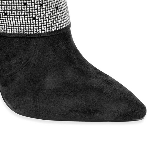 Sexy halbhohe Party-Stiefel Strass spitz zulaufend Stiletto Überschlag Größe 7 - Bild 5 von 11