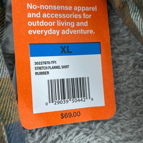 Bass Outdoor Mens XL Stretch Flannel Shirt Rubber Plaid NWT 3051 - Picture 6 of 10