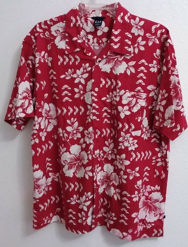 Gap Men's shirt button Luau / Hawaiian floral style Guayabera sz L