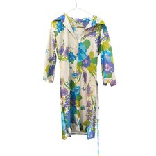 Vintage Milly Multicolor Floral Print collared Button Front Dress Size