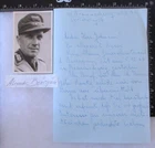 WW2 GERMAN ARMY GENERAL ALEXANDER BOURQUIN PHOTO with SIGNATURE & Widdow Letter