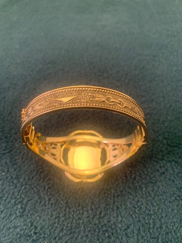 Vintage Whiting & Davis Hinged Bracelet Topaz Amber Citrine Mine Cut Glass Rare - Picture 15 of 24