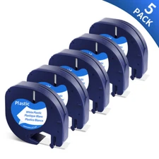 5PK Compatible Dymo LetraTag Refill 91331 1/2" White Plastic Label Tape LT-100H
