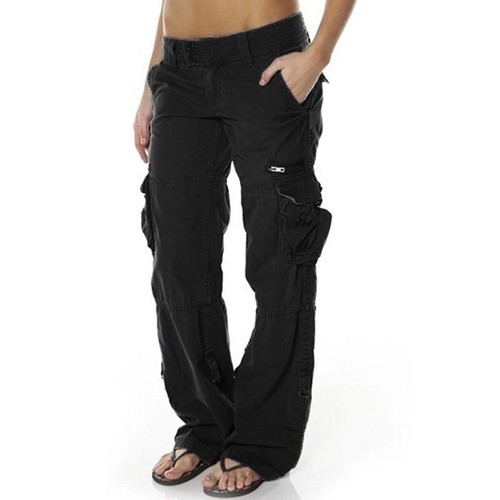 Casual Womens Low Waist Pocket Combat Jeans Trousers Ladies Cargo Pant Bottoms - Picture 12 of 15