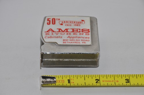 Vintage Metal Tape Measure Ruler Tool Advertising AMES Kitchens 50th Anniversary - Bild 4 von 7