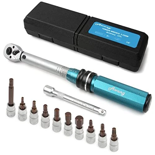 Awang 1/4 Zoll Antrieb Click Drehmomentschlüssel Set 5-25 Nm, 72 Zähne Fahrrad Drehmoment