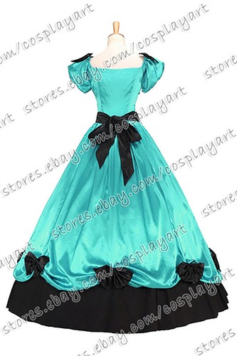 Lady Victorian Wedding Formal Classical Lace Brocaded Slash Neck Evening Dress - Picture 53 of 54