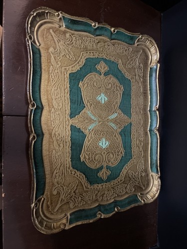 VINTAGE TABLETT MADE IN ITALY GRÜN & GOLD 16 x 12