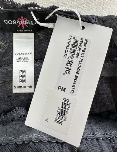 NWT Cosabella Never Say Never Plungie Bralette PETITE MEDIUM 28C 30B 32A Grey - Picture 15 of 15