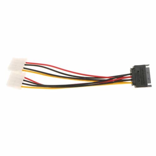 Sata 15pin Male to Dual 4-pin Female Y-Splitter Cable Power Converter Wire - Foto 6 di 8