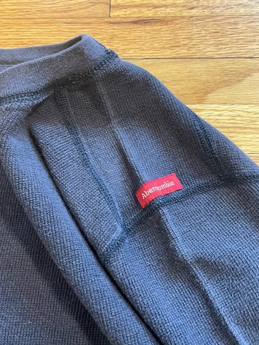 Vintage 2 Abercrombie & Fitch Herren Waffe Strick Langarm Thermo klein grau + blau - Bild 11 von 15