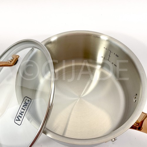 Viking 3-Ply Stainless Steel Copper Handle Saucepan Glass Lid 1.5 Quart  New - Picture 6 of 8
