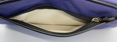 Bolso de viaje para artículos de tocador de afeitado T.Anthony lona cuero ribete púrpura - Imagen 15 de 15