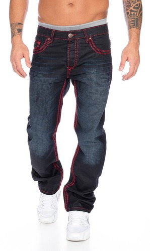 Rock Creek herren designer denim jeans hose dicke zier nähte W29-W44 NEU RC-2092 - Bild 2 von 4