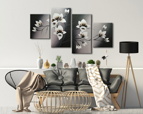 Original Hand Paint Oil Painting on Canvas Wall Art Home Decor Flowers Framed - Picture 5 of 8