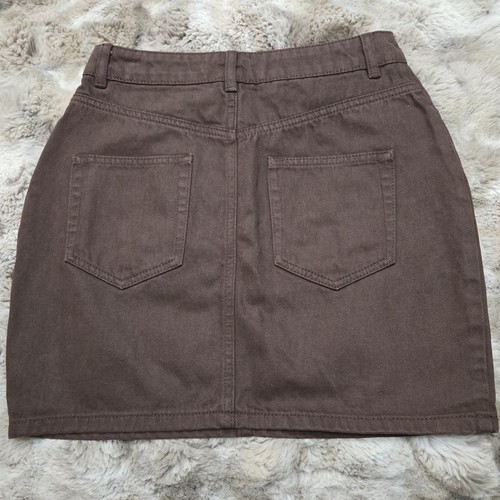 ASOS BROWN DENIM SKIRT 100% COTTON BUTTON FRONT WOMEN'S NWT - Picture 10 of 10