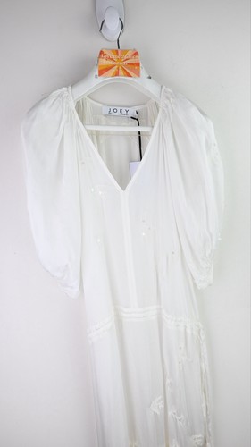 Joey the label "Birdie" Embroidered Sateen gown in white size UK10 BNWT - Picture 3 of 18