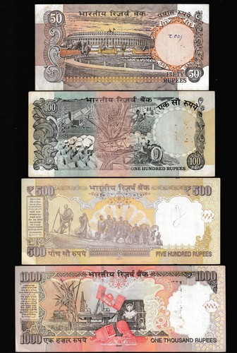 India lot 4 Banknotes VF - Picture 2 of 2