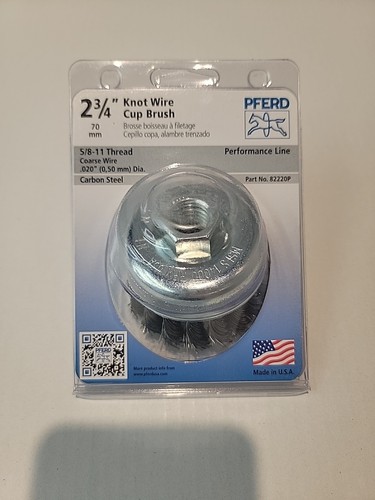 PFERD  2 3/4" CARBON STREL KNOT WIRE CUP BRUSH 5/8" ARBOR # 83330P (NEW)