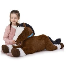 Large Horse Stuffed Animal for Boy, Big Horse Plush Toy for 47 inches Coffee