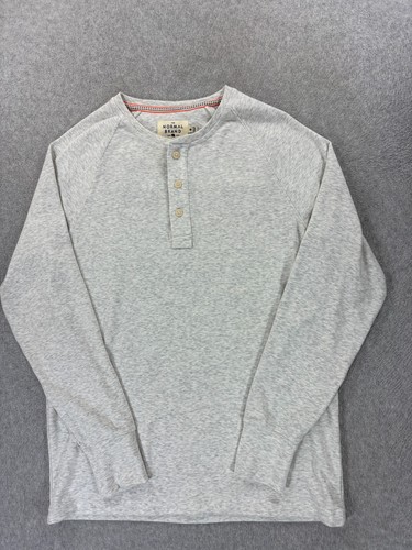 The Normal Brand Baumwollmischung Langarm Henley Hemd (Herren Medium) grau