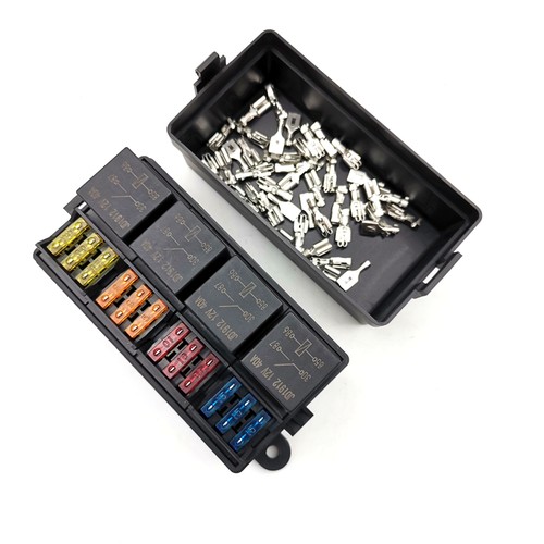 12-way Fuse Box 4-relay holder w/Spade Terminals & 12X Fuse, 4X 4Pin 40A Relays - Picture 3 of 7