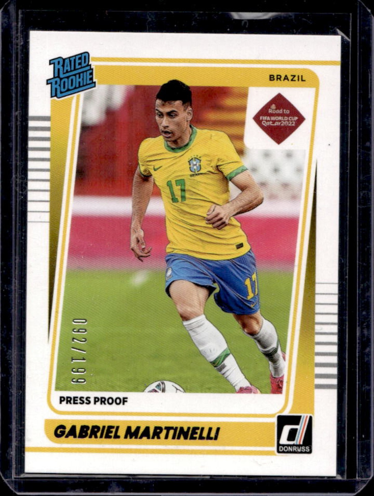 2021 Donruss Gabriel Martinelli Press Proof Purple Rated Rookie #92/199 Brazil