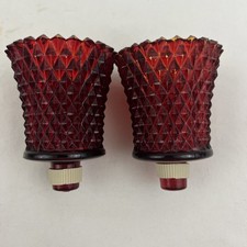 Pair Vintage Ruby Red Glass Peg Votive Candle...