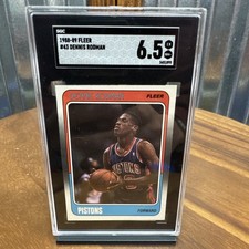 1988-89 Fleer Dennis Rodman #43 (RC) Rookie Detroit Pistons Bulls SGC 6.5 EX NM+
