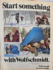 1975 Wolfschmidt genuine vodka snow scenes Vintage ad