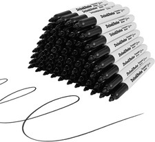 60 Pack Black Permanent Markers, Fine Point, Assorted Colors, Works on Plastic,W