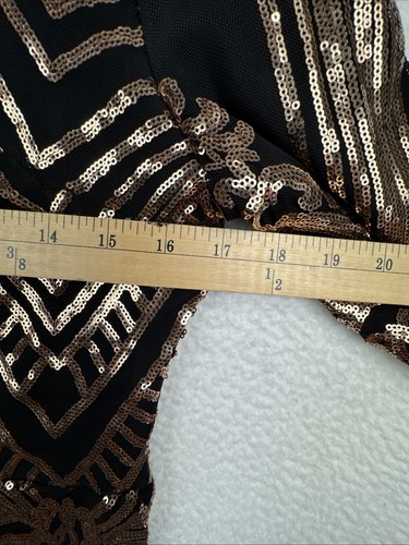 Miss Ord Mujer Bodycon Negro Dorado Lentejuelas Manga Larga XL Gatsby Fiesta Club - Imagen 11 de 20