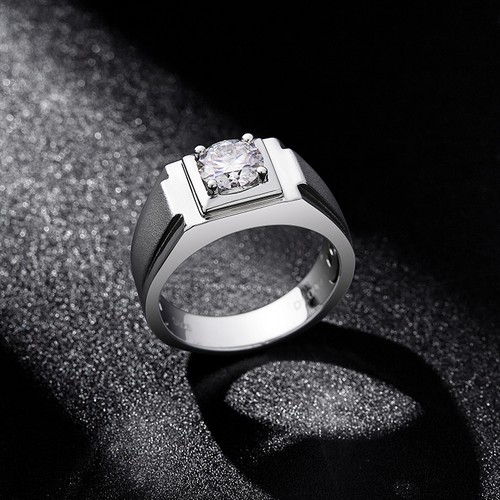 1CT Classic Men's Moissanite 925 Silver Ring GRA D Color Luxury Jewelry Gift - Picture 7 of 24
