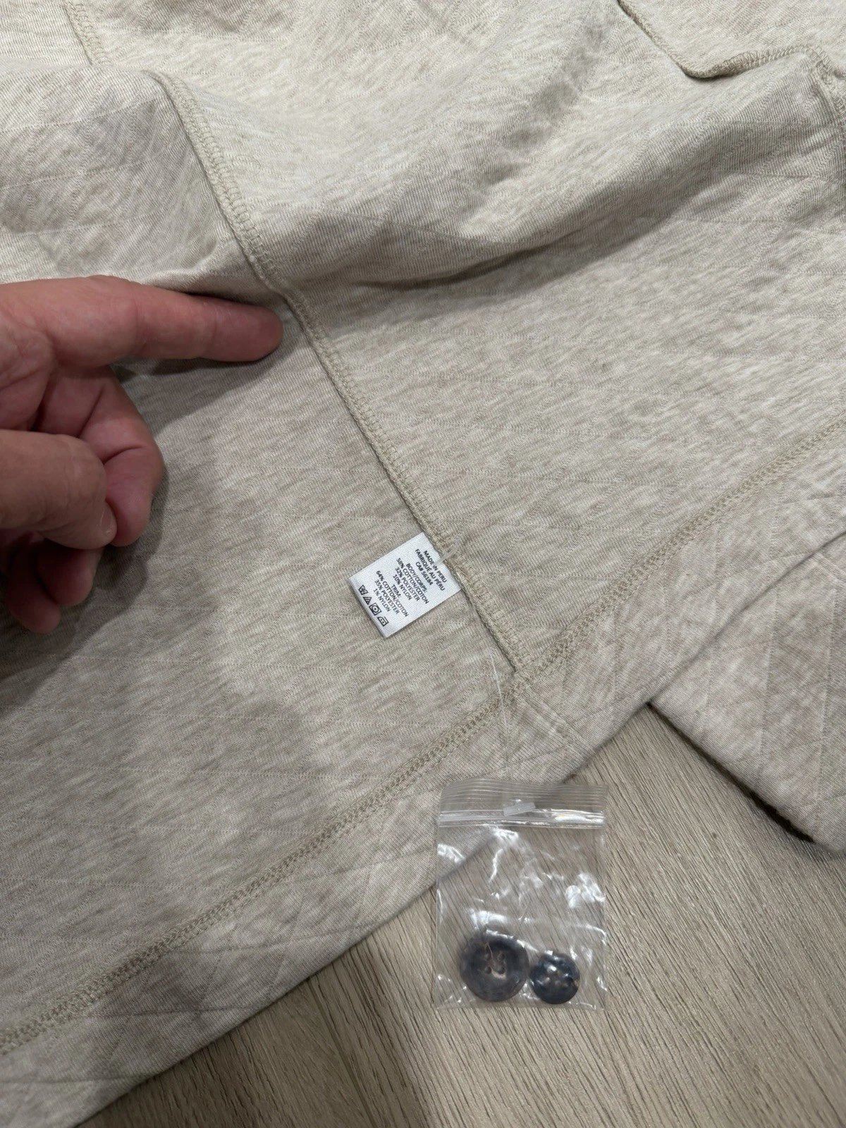 NWT B DRADDY Bradshaw Shirt Jacket Mens Medium Oatmeal Quilted Pockets Shacket - product detail image 8