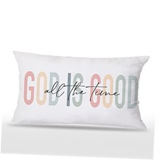 Boho Christian Quote God is Good All The Time 12 x 20 Inches Throw White-b