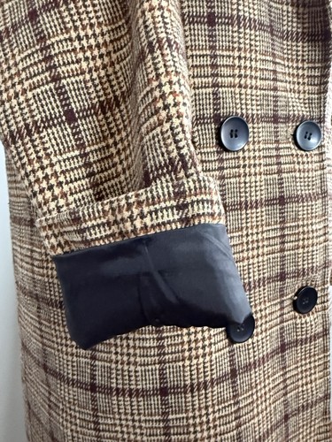 Cappotto Plaid Lana Pea Elegante Dentellato Doppiopetto Ufficio Lavoro Lungo Trench Tg M - Foto 5 di 9