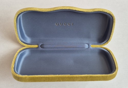 Gucci Large Yellow / Olive Hard Glasses/ Sunglasses Case + Cloth, Pouch & Papers - Picture 5 of 14