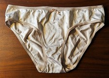 VTG Victoria s Secret Angels Satin Second Skin Low Rise Bikini Panty M Champagne