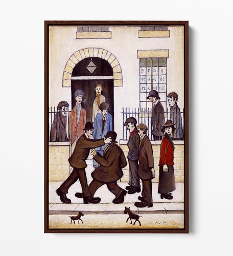 A FIGHT, L.S. LOWRY- DECOR FLOAT EFFECT FRAMED CANVAS ART PRINT - Picture 6 of 12