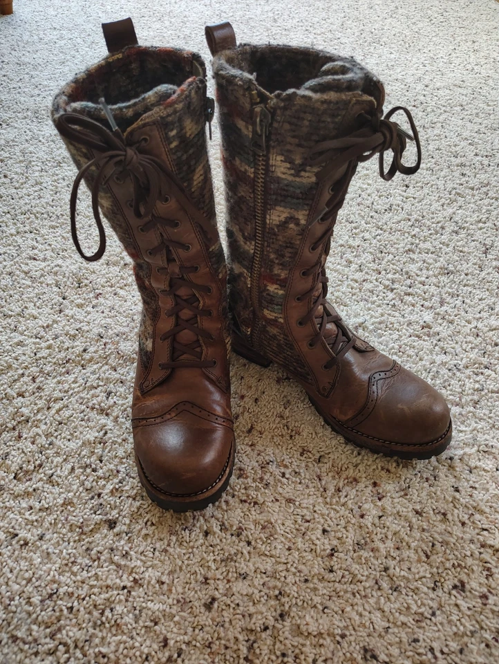 Botas para mujer Woolrich Santa Fe talla 9,5 WW3551-204 media pantorrilla con cordones Foto 2 de 4